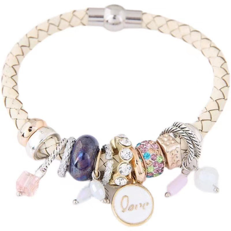 Wholesale Simple Multi-Element Leather Alloy Bracelet